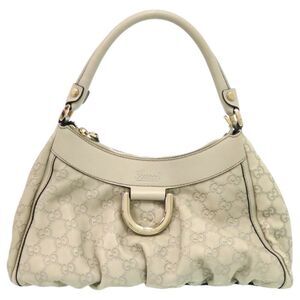 Gucci One Shoulder Bag Guccissima Abbey 190525 Leather Ivory Gold Hardware